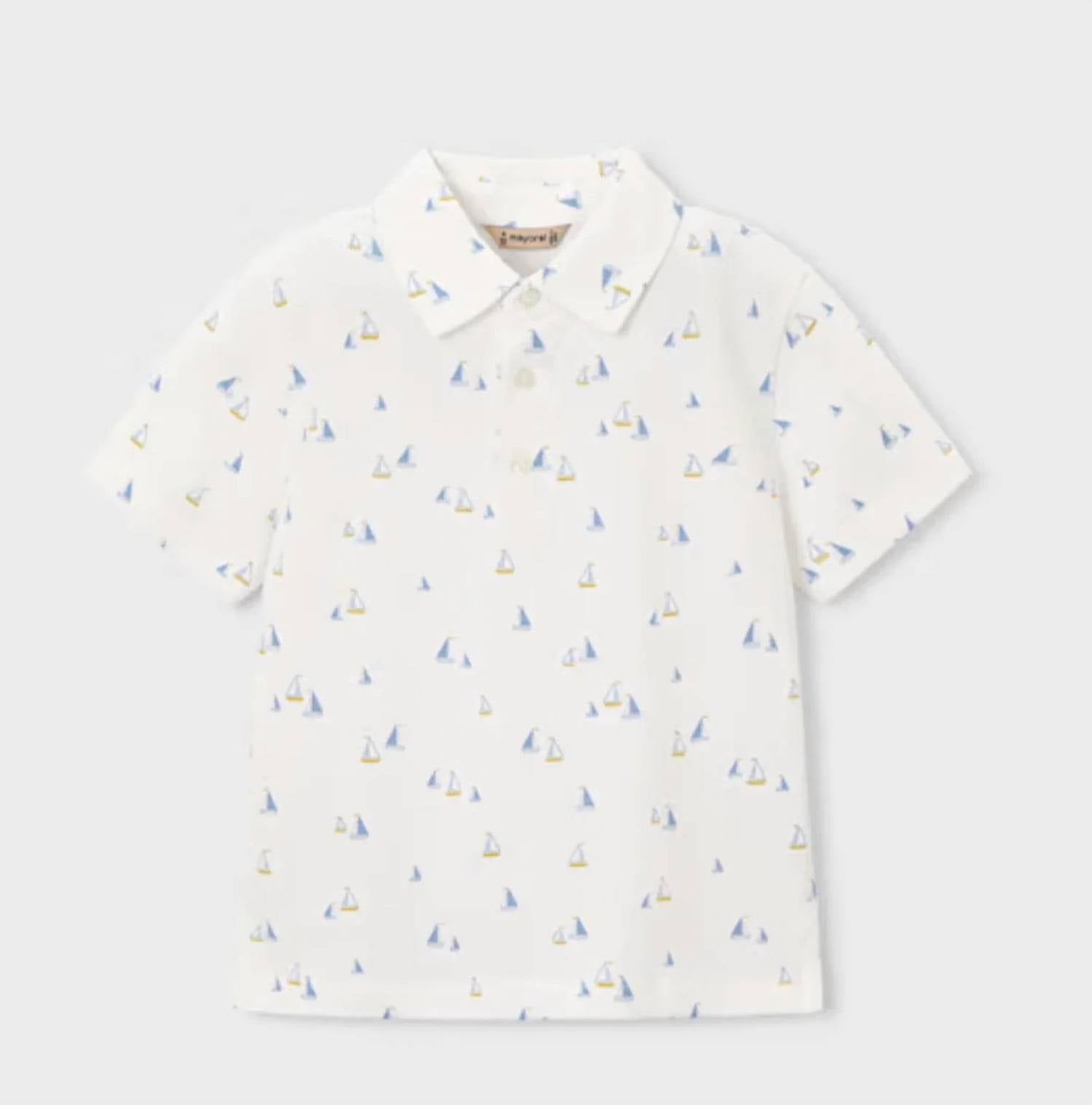 Mayoral - Boy's Short Sleeve Mini Sailboats Polo Shirt