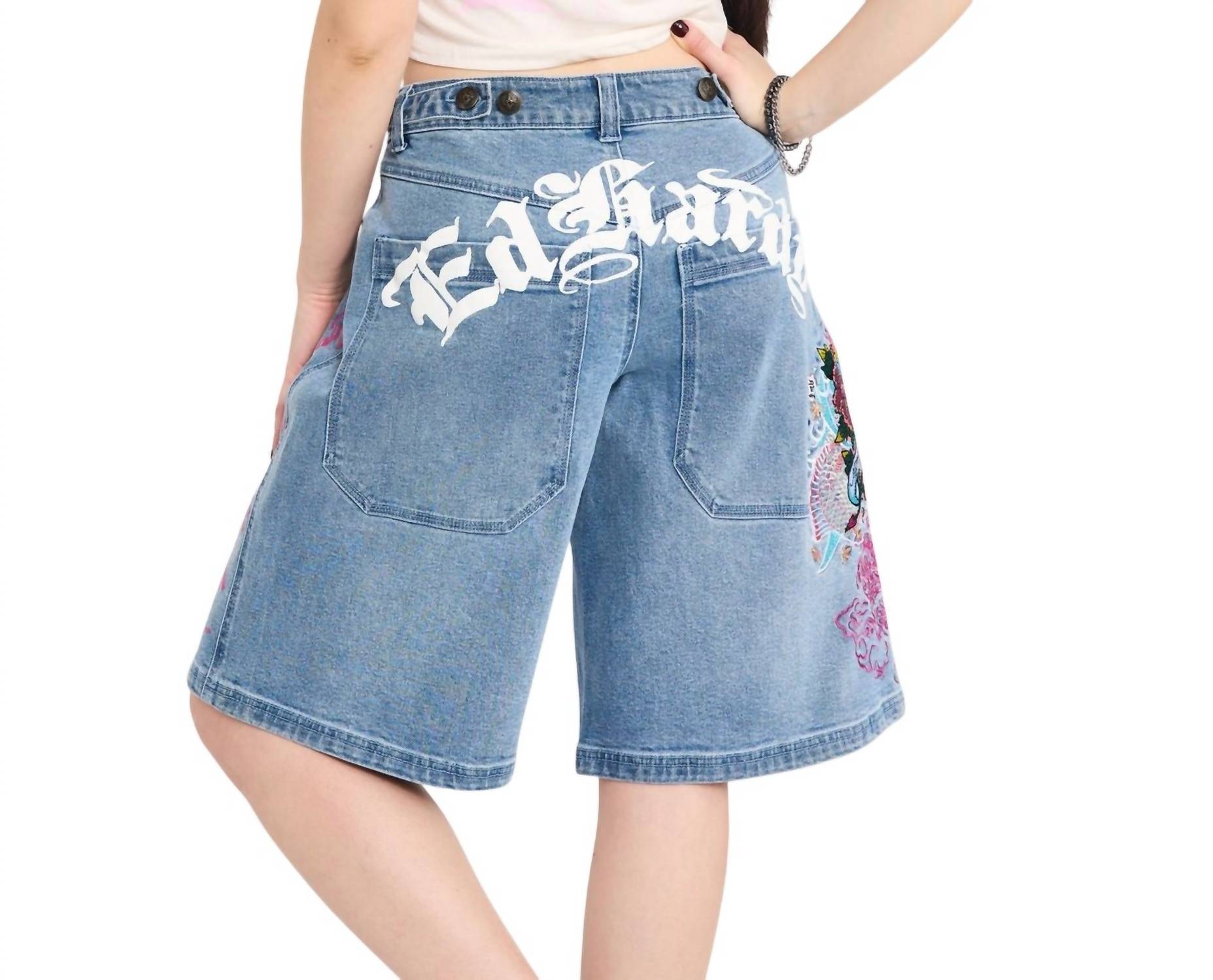 Ed Hardy - Flower Diamond Low Rise Baggy Jorts