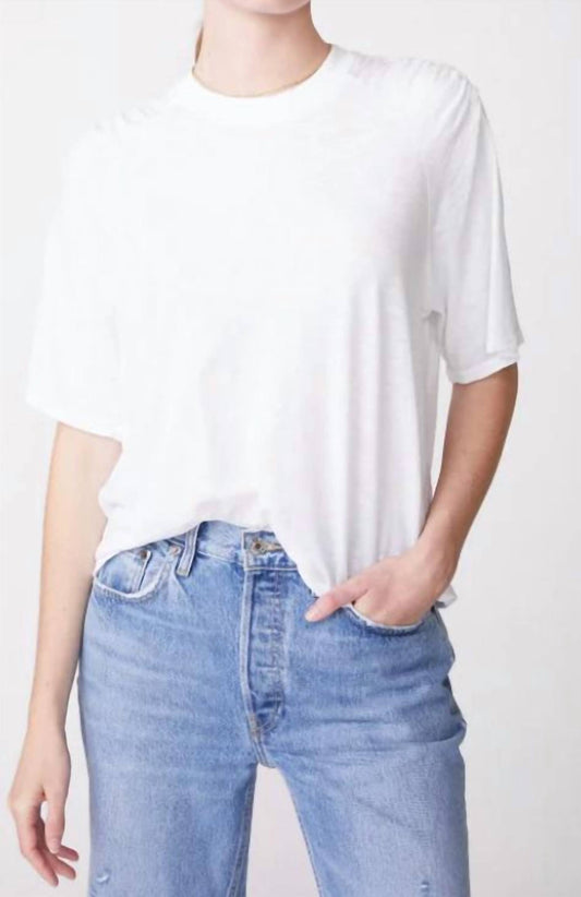 SLUB JERSEY SHIRRED SHORT SLEEVE TEE