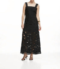 WAIMARI Crepusculo Midi Lace Dress in black - women's dress