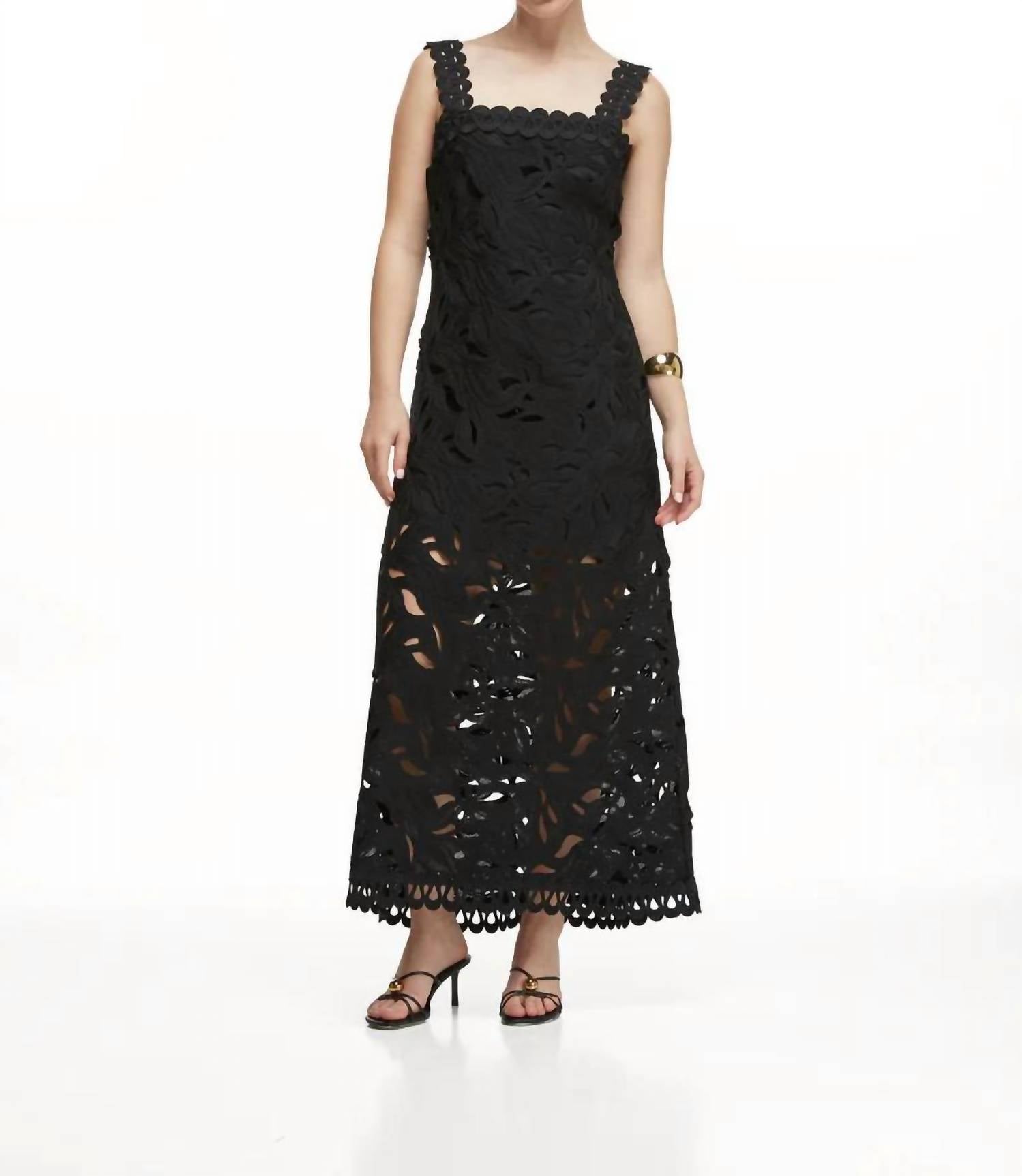 WAIMARI Crepusculo Midi Lace Dress in black - women's dress