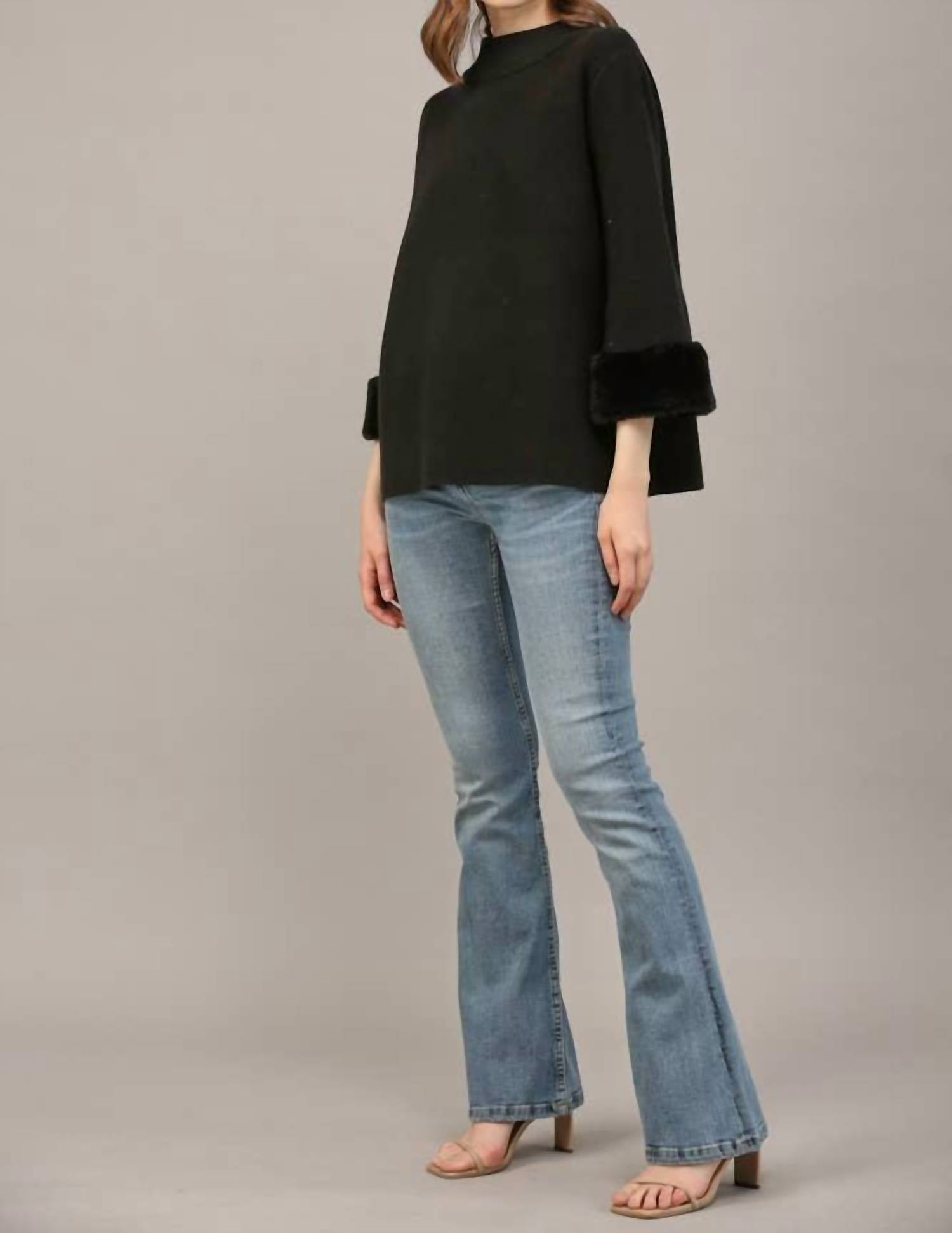 Fate - Annie Fur Sleeve Detail Sweater Top