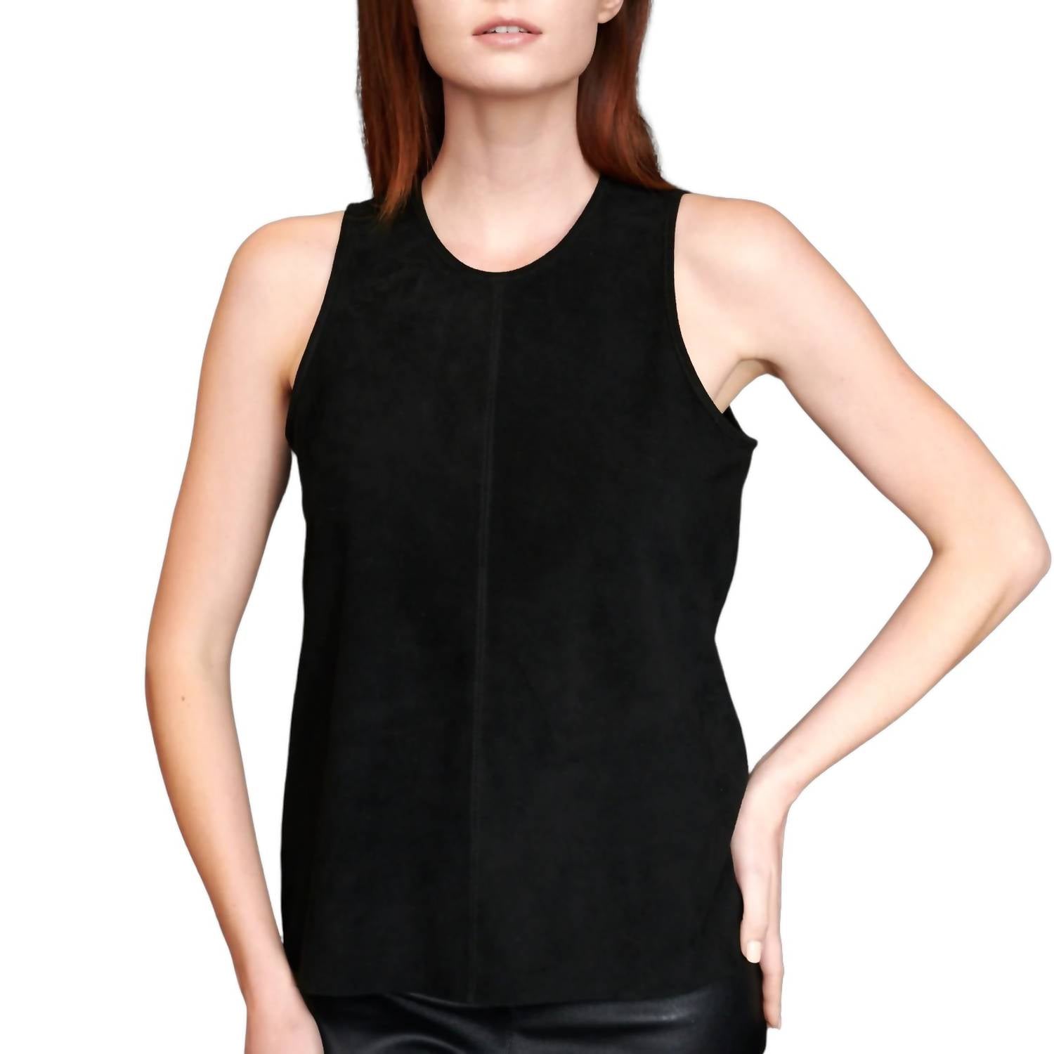 jakett Evelyn Washed Suede Top in black - women's tank top