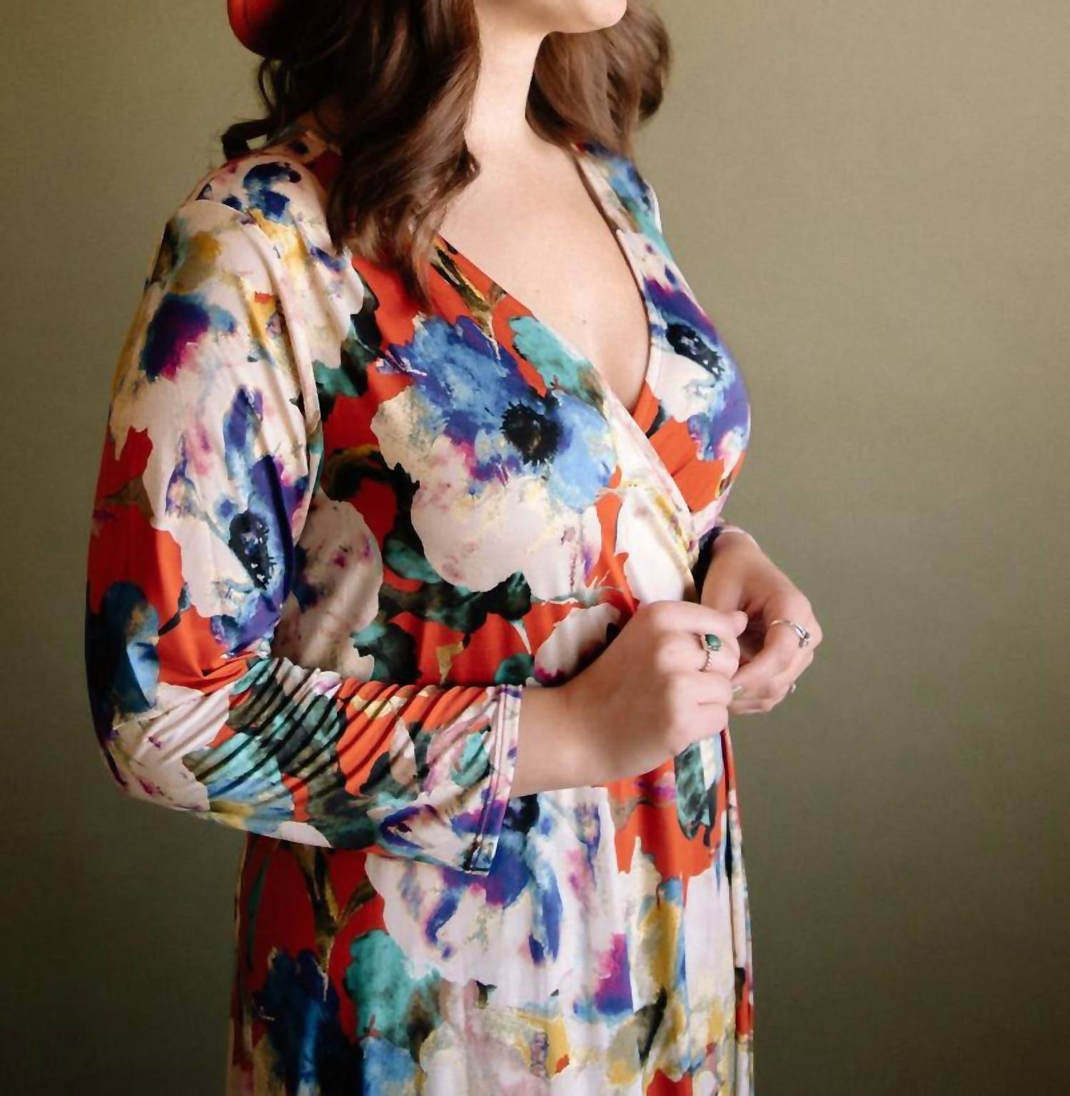 Emerald Collection - Iris Faux Wrap Midi Dress - Plus