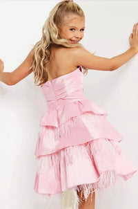 Jovani - Fit And Flare Ruffle Skirt Dress
