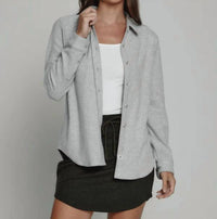 7Diamonds Generation Twill Button Down in light grey - women's shirt