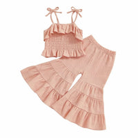 Ajc Wholesale - Girls' Wide Leg Tied Sleeve Set
