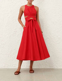 Zimmermann Patience Midi Dress in dark red - women's dress