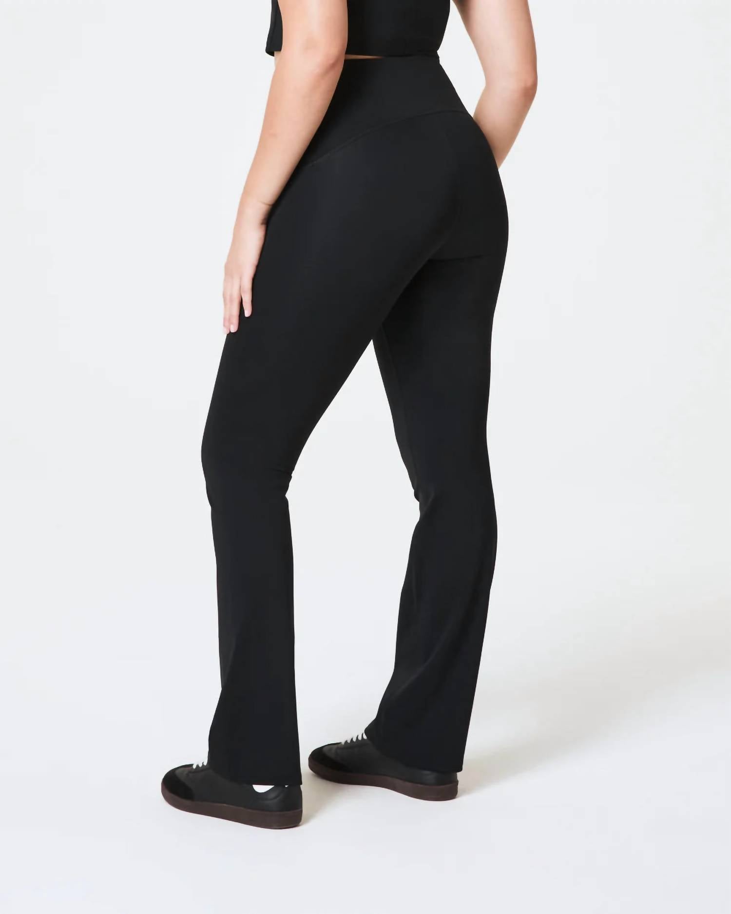 Spanx Shape Booty Boost Flare Pants in very black - women's pants - detail view