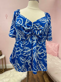 Plus Size Square Neck Print