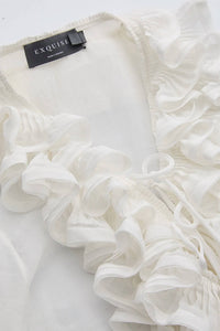 Exquise - Keely V Neck Ruffled Blouse