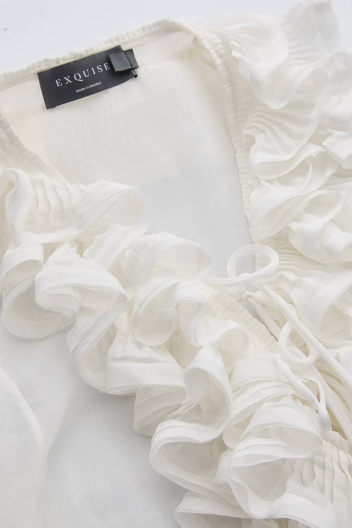 Exquise - Keely V Neck Ruffled Blouse