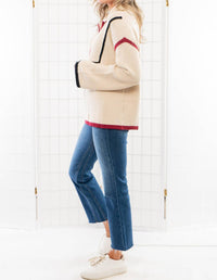 Lula The Label - Quarterback Keeper Contrast Quarter Zip Sweater