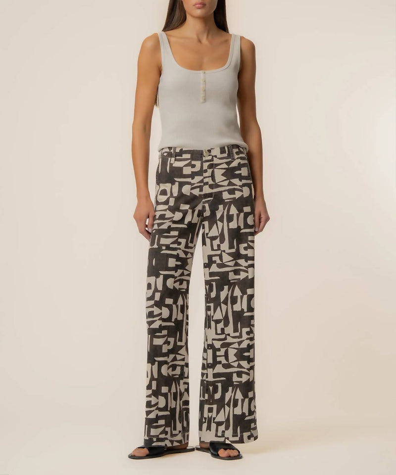 KUT FROM THE KLOTH Meg Linen Wide Leg Pant in chocolate - women's pants