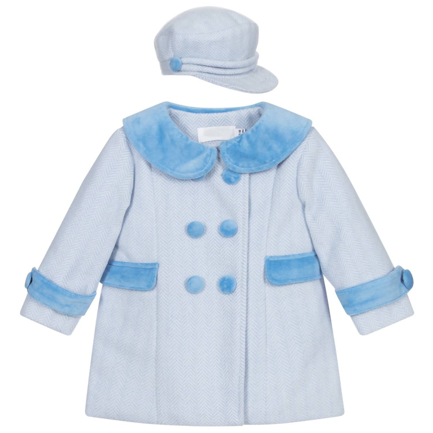 Beau Kid - Herringbone Coat And Hat Set