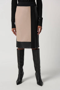 Joseph Ribkoff - Bardot Heavy Knit And Faux Leather Pencil Skirt