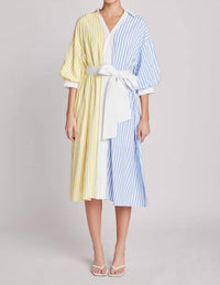 English Factory - Blouson Sleeve Stripe Shirt Midi Dress
