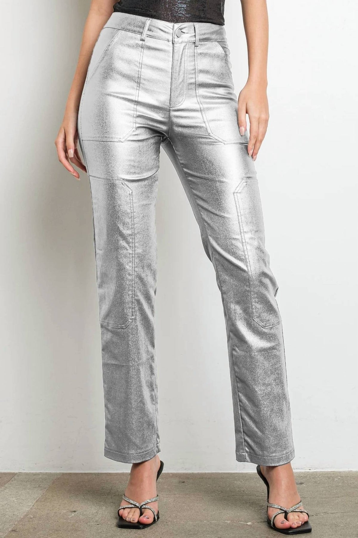 Kiwi - Stretch Straight Metallic Pants