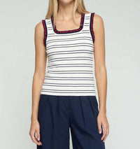 Vilagallo - Ruffled Striped Point Top