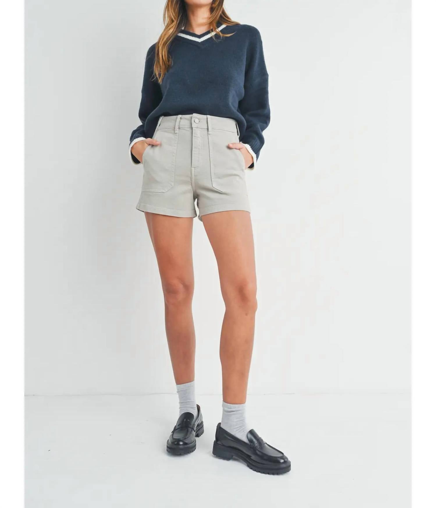 Just Black Denim - High Rise Utility Cargo Shorts