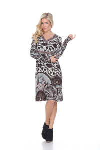 White Mark - Naarah Embroidered Sweater Dress