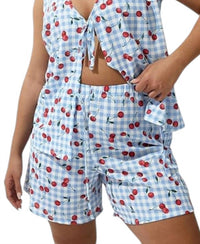 Sincerely Ours Farrah Checkered Printed Hot Shorts in cherry - women's shorts