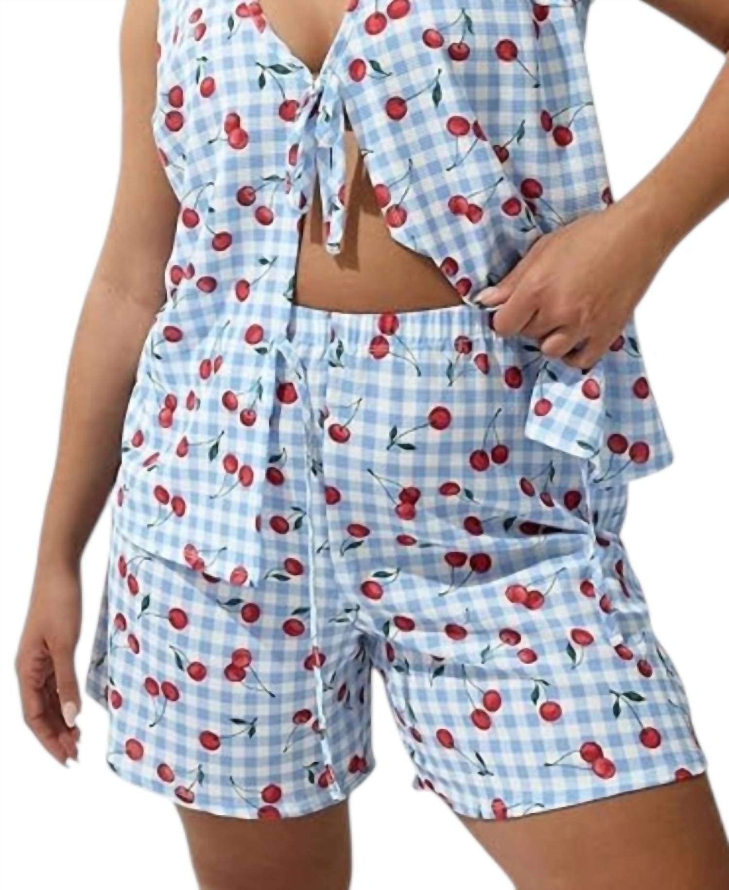 Sincerely Ours Farrah Checkered Printed Hot Shorts in cherry - women's shorts