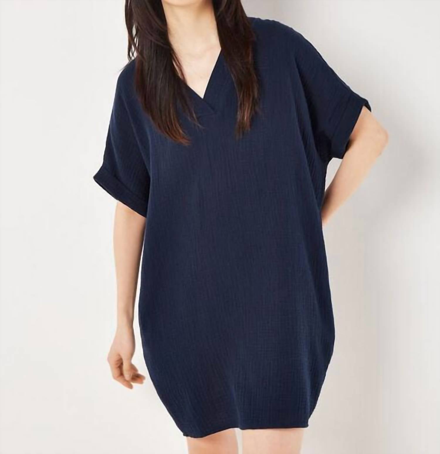 Apricot - Textured Cotton Oversized T-shirt Dress