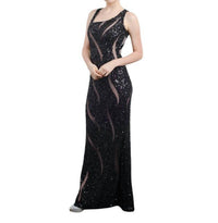 Zasa Chic - Sequined Illusion Panel Gown