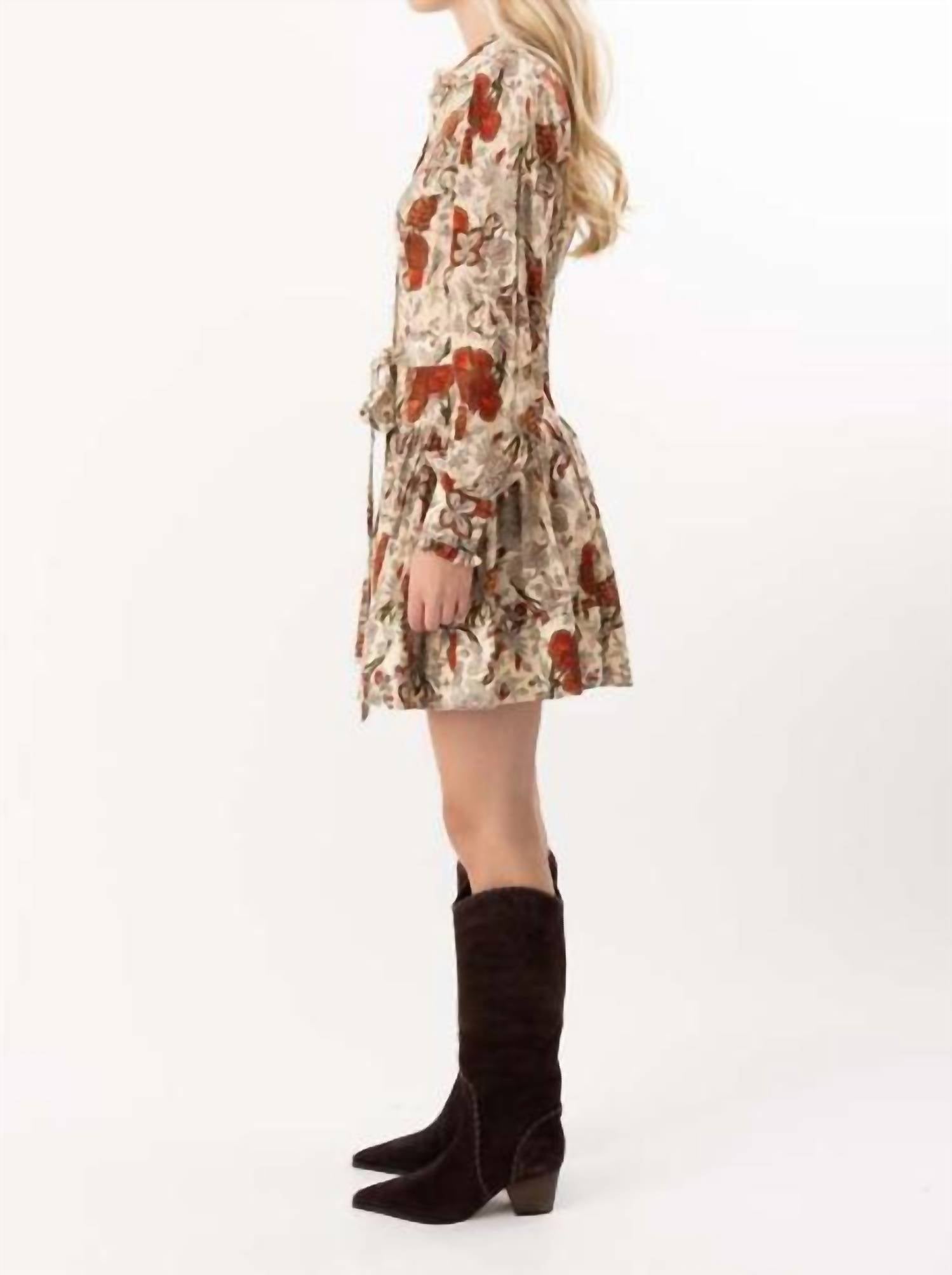 Ulla Johnson - Simona Etched Indienne Floral Silk Long Sleeve Mini Dress
