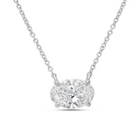 Diana M Jewels - Women's Oval Shape East West Diamond Pendant (8.00 Ct)