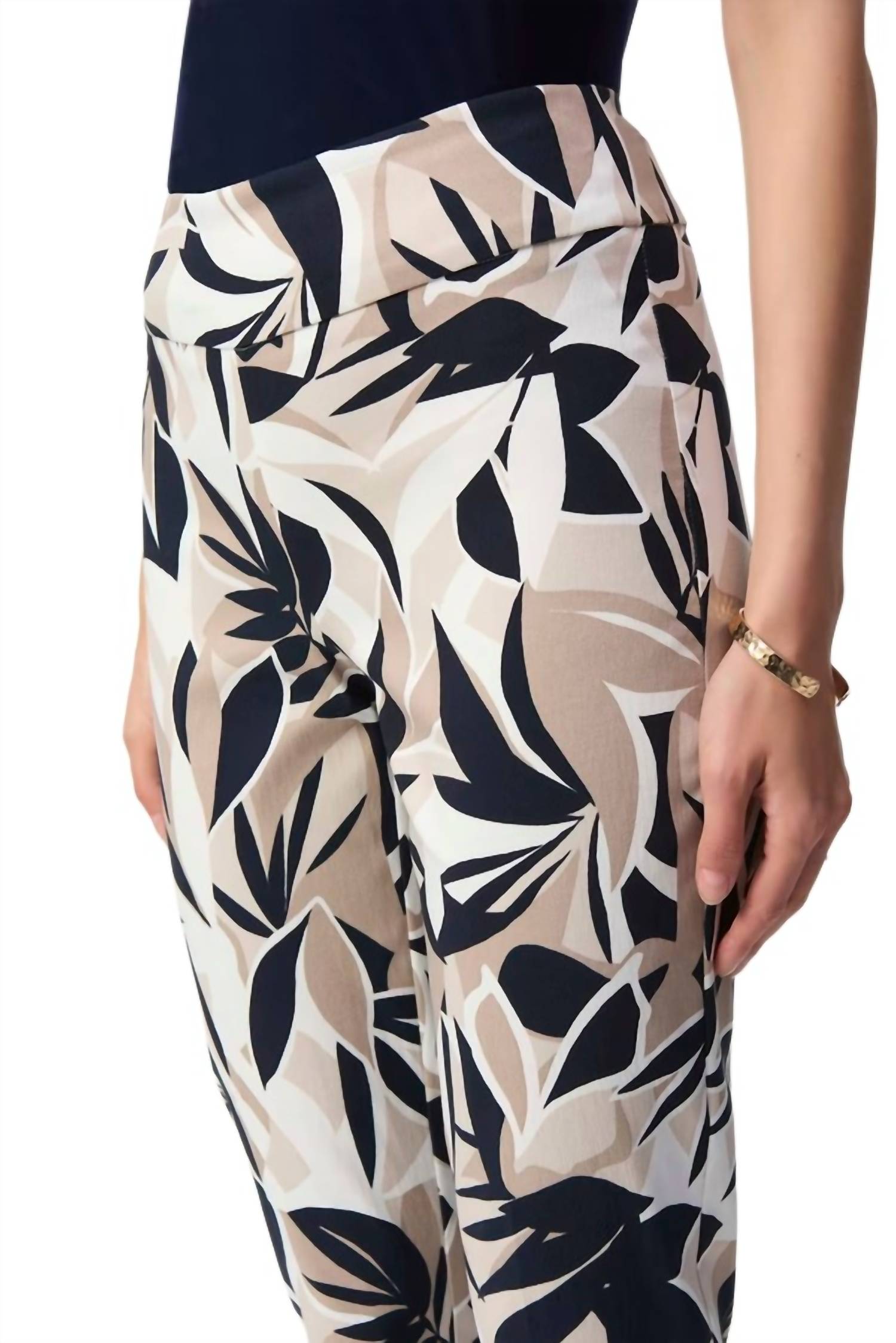 Joseph Ribkoff Tropical Print Slim Fit Pants in vanilla multi 1 - women's pants - alternate view