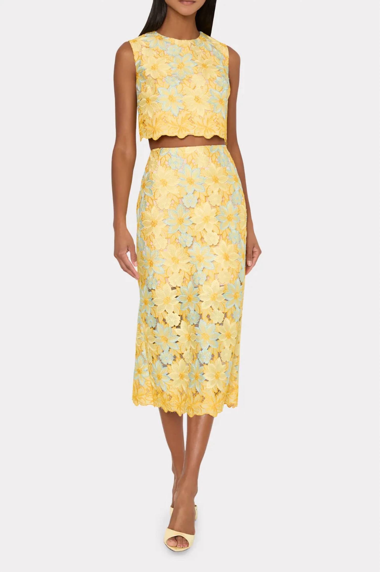 Milly - Alani Lace Midi Skirt
