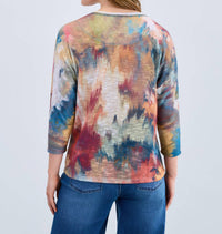 FDJ Fall Bouquet Top in multi - women's long sleeve top - detail view