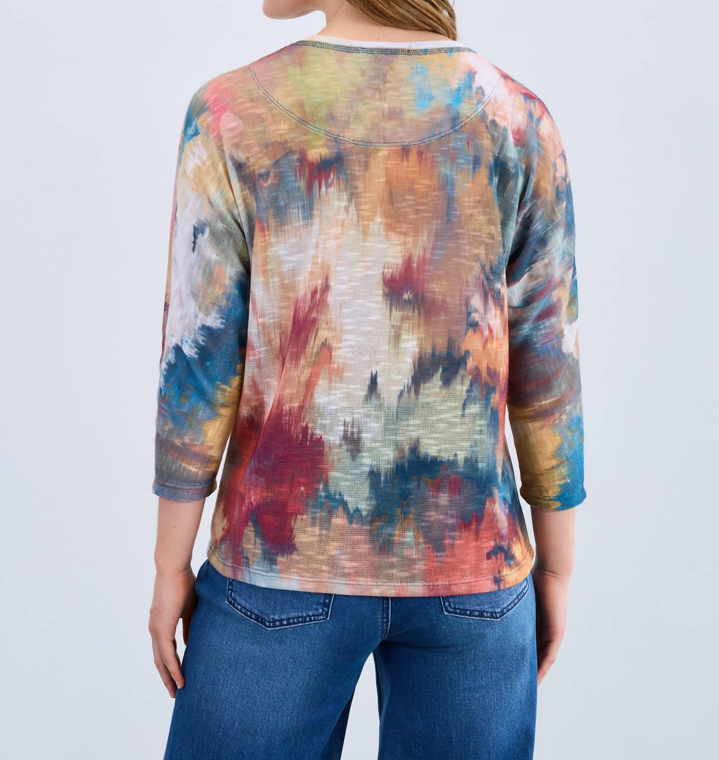 FDJ Fall Bouquet Top in multi - women's long sleeve top - detail view