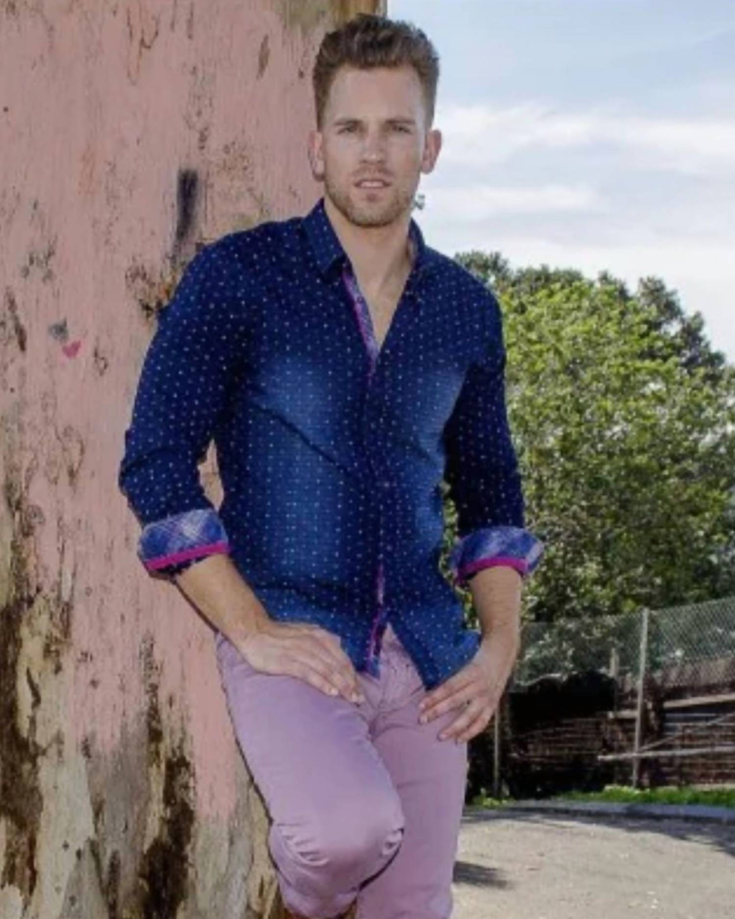 Eight X - Denim Wash Fill Coupe Button Down Shirt