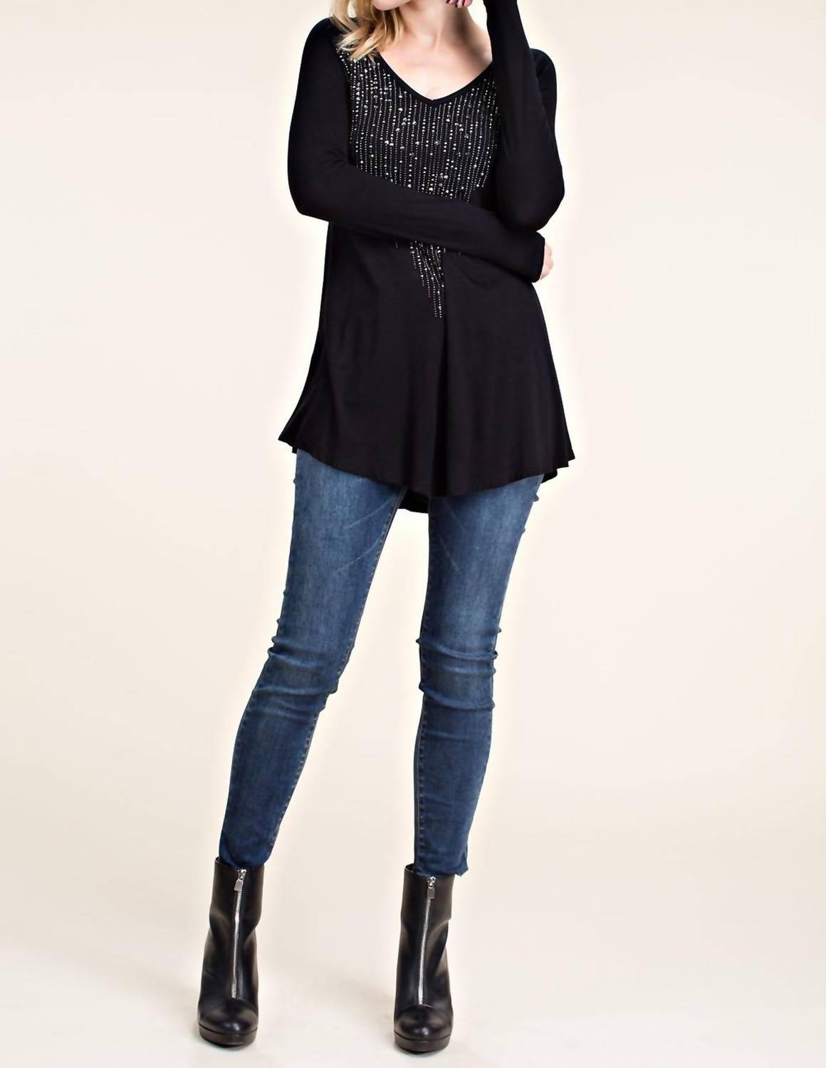 Vocal Apparel - Stone Accents Long Sleeve Top