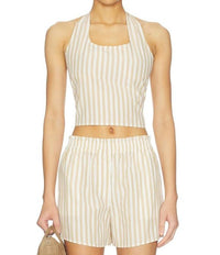LNA Lir Halter Top in sandbar stripe - women's blouse