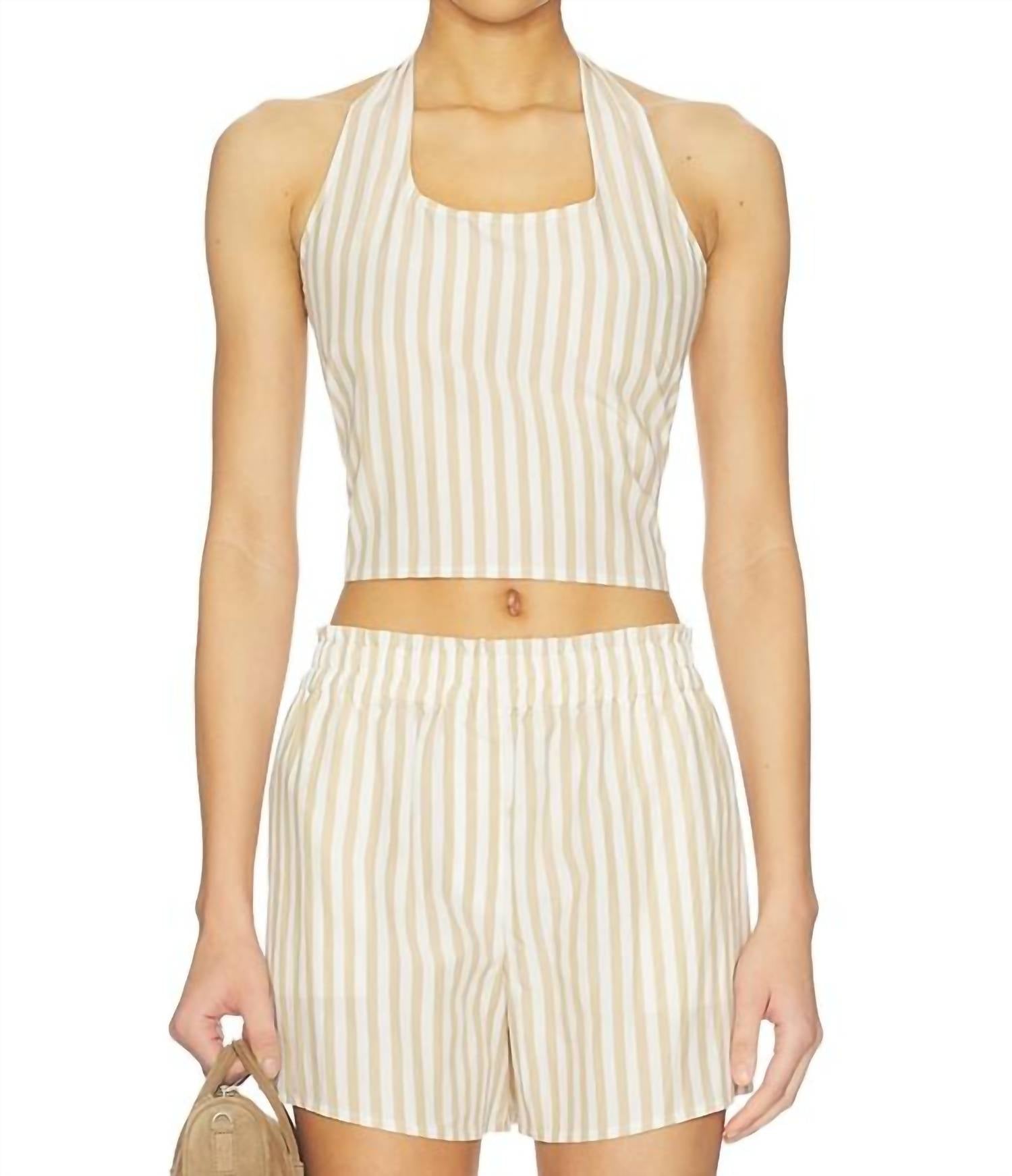 LNA Lir Halter Top in sandbar stripe - women's blouse