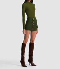 alice + olivia Rubi Mini Skirt in olive green - women's skirt - view 4