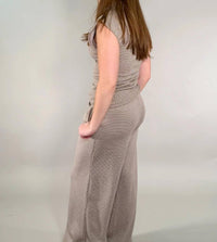 Apricot - Houndstooth Knit Wide-leg Lounge Pants