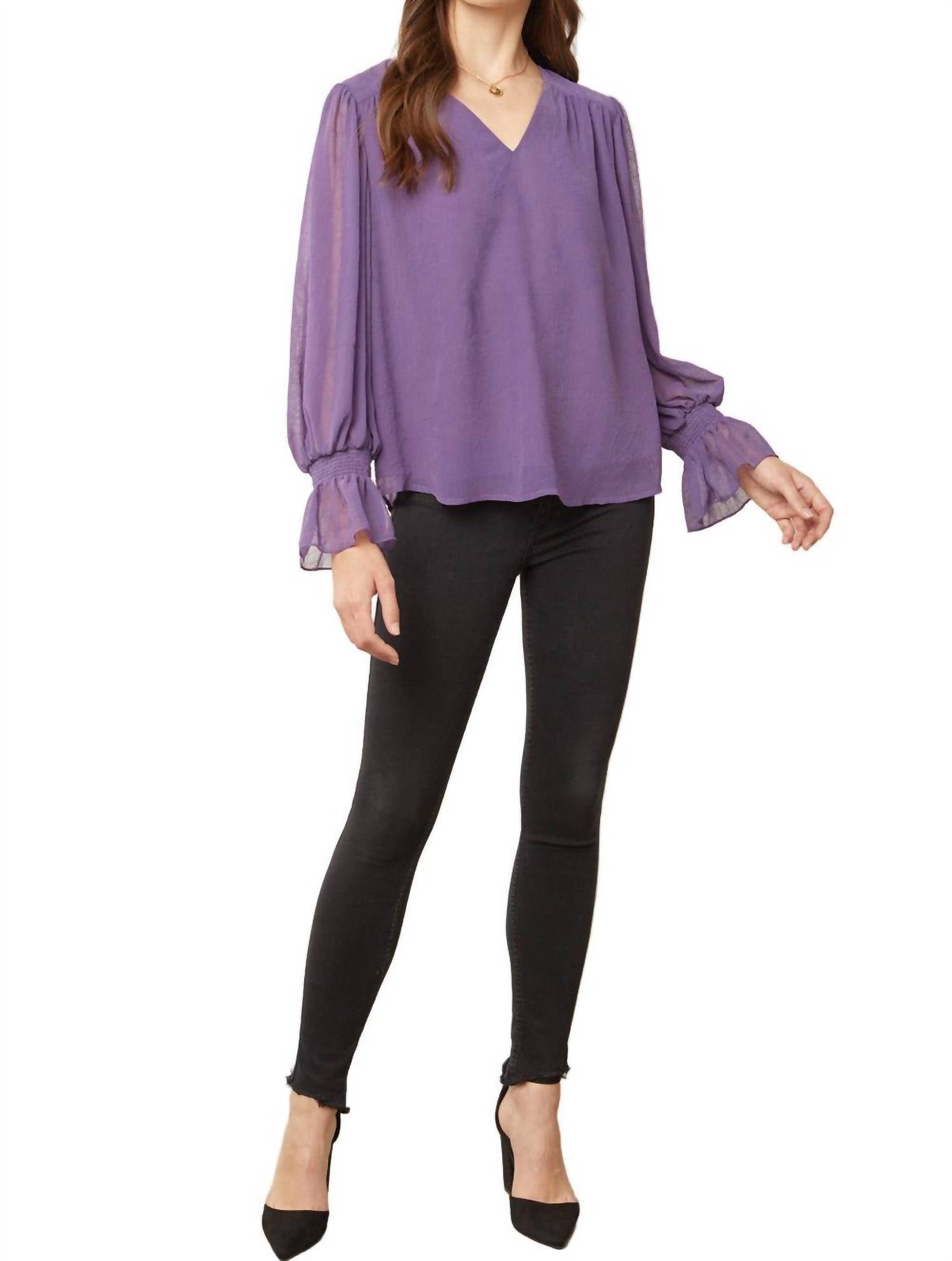 Entro - Textured V-neck Top