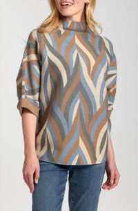 Apny - Interlacing Lines Cowl Neck Sweater