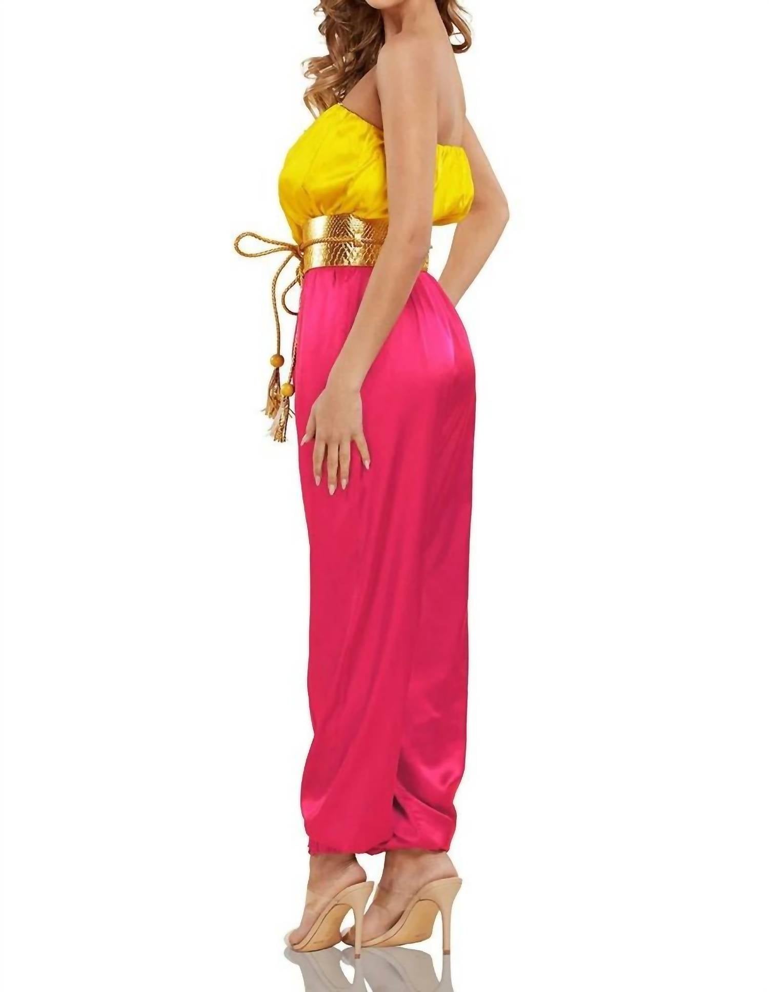 LATISTE Strapless Satin Jumpsuit With Belt in lime - women's pants - detail view
