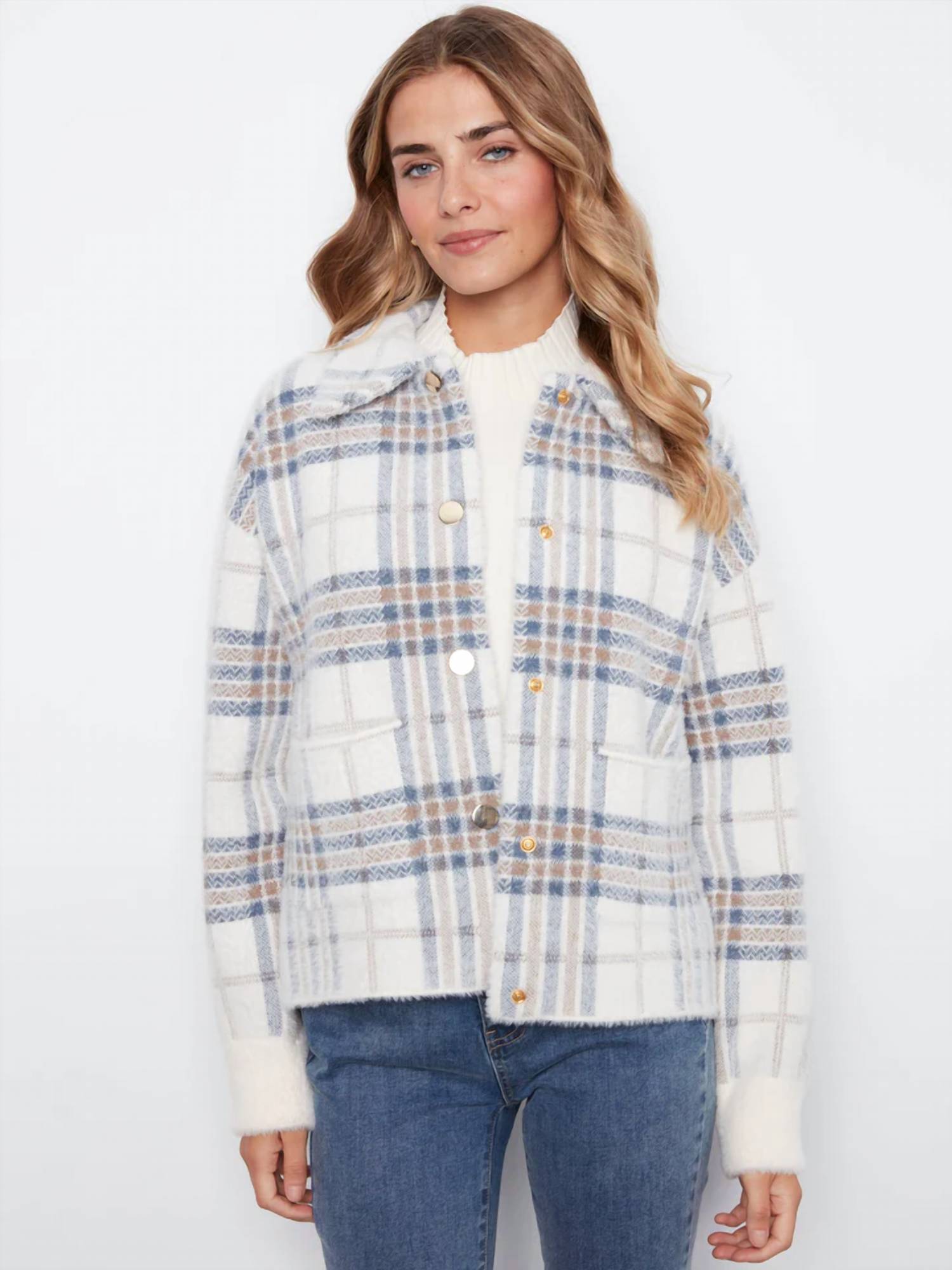 Charlie B - Eyelash Yarn Jacquard Short Jacket