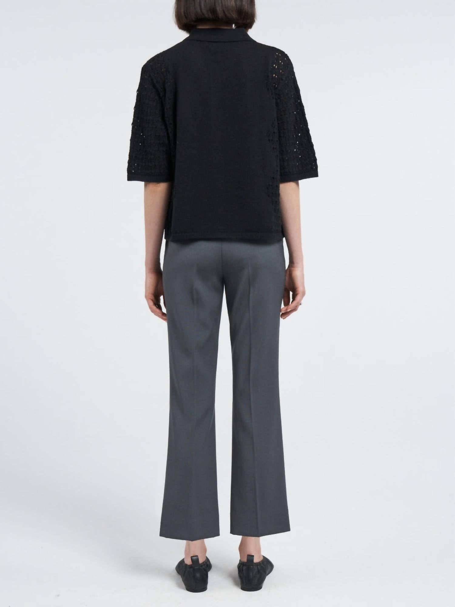 Maria McManus High Waisted Crop Trouser in steele grey - women's pants - detail view