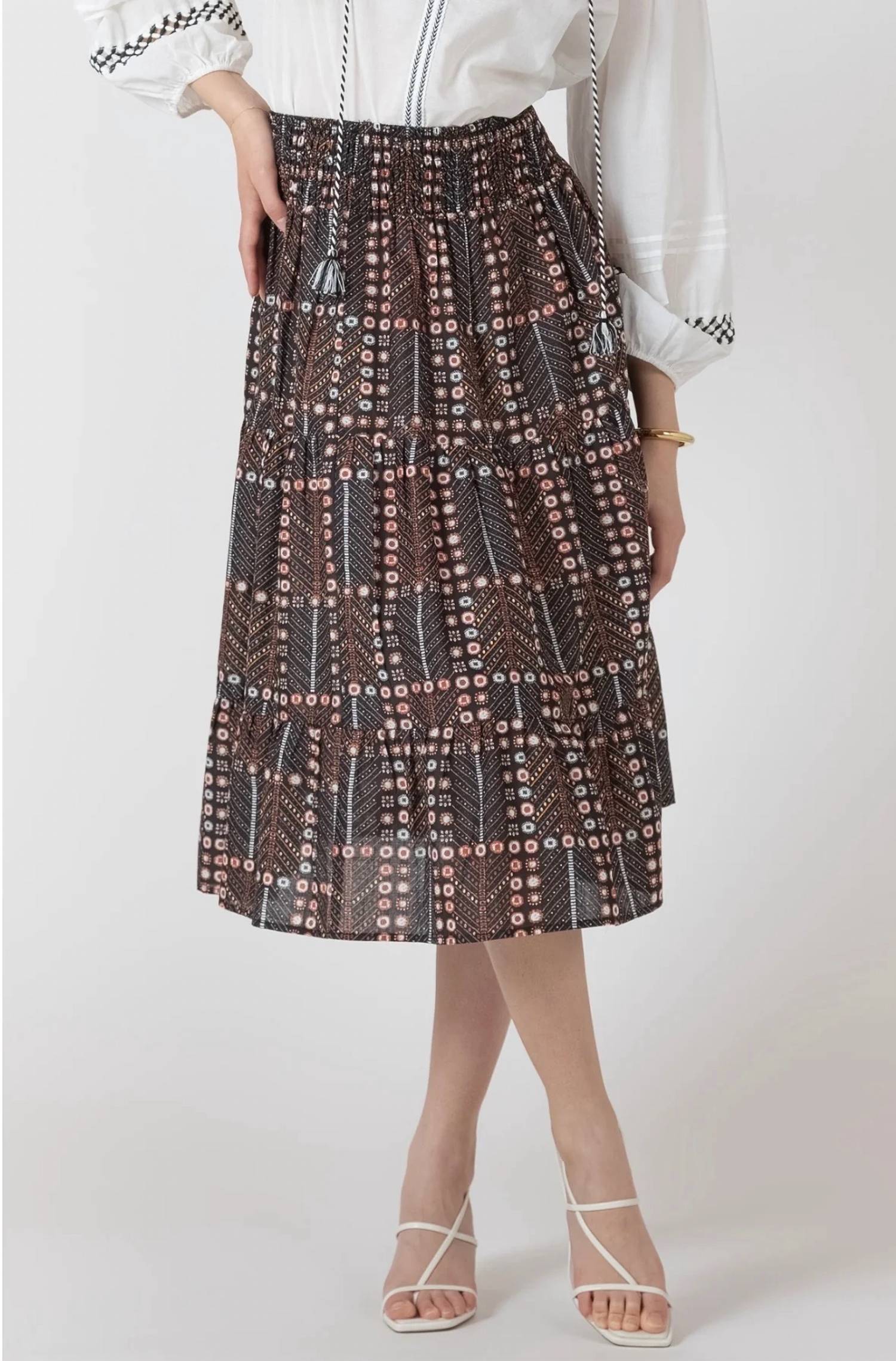 Dex - Smocked Waist Midi Skirt