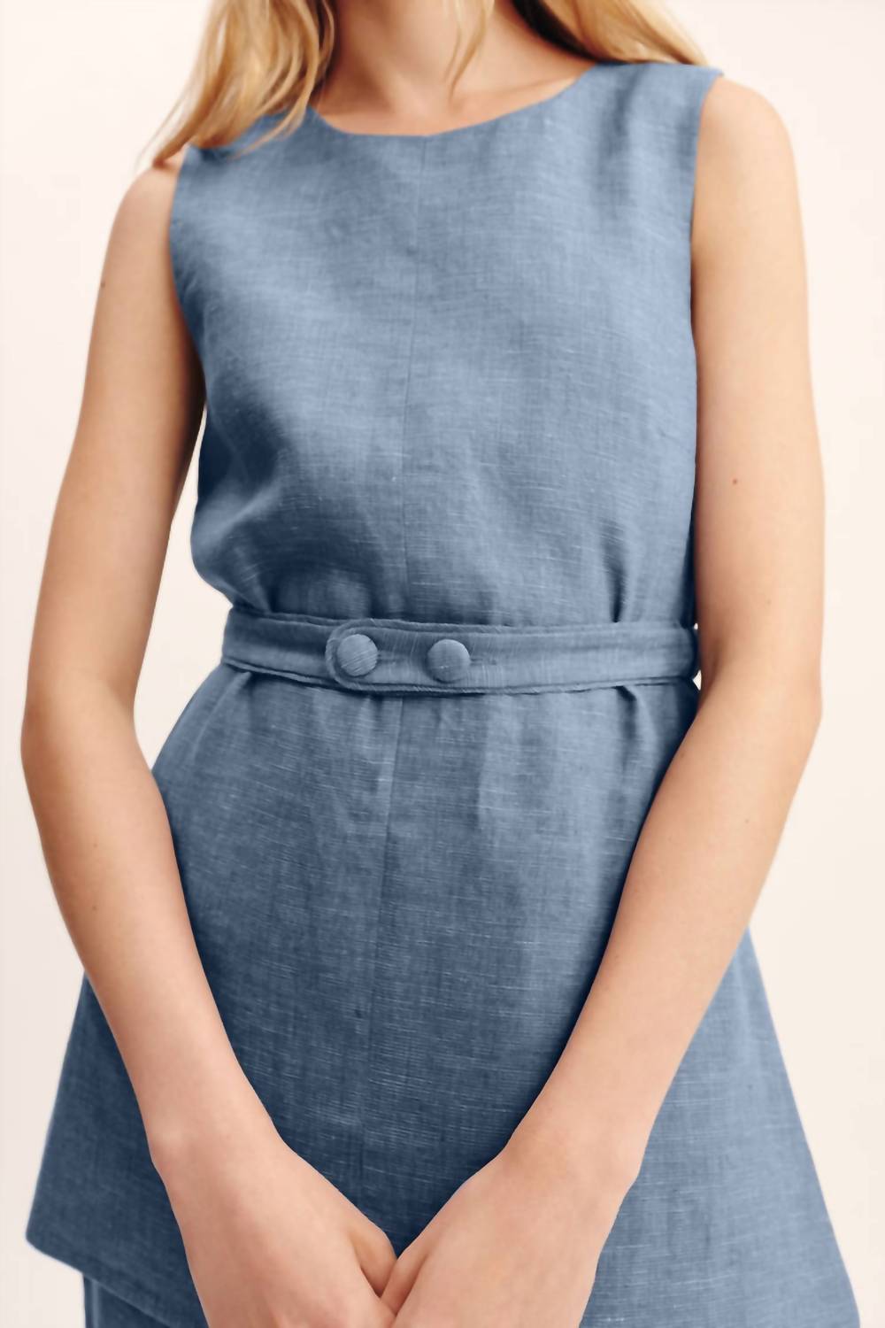 POSSE Thea Sleeveless Tunic in steel blue - women's shirt