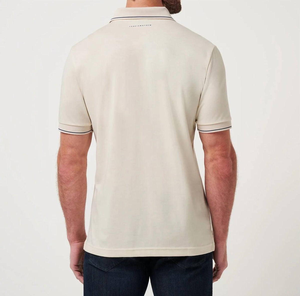 TravisMathew Happier Hour Polo in birch - men's shirt - detail view