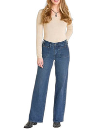 Rock & Roll Denim - Clasp Detail Relaxed Flare Jeans